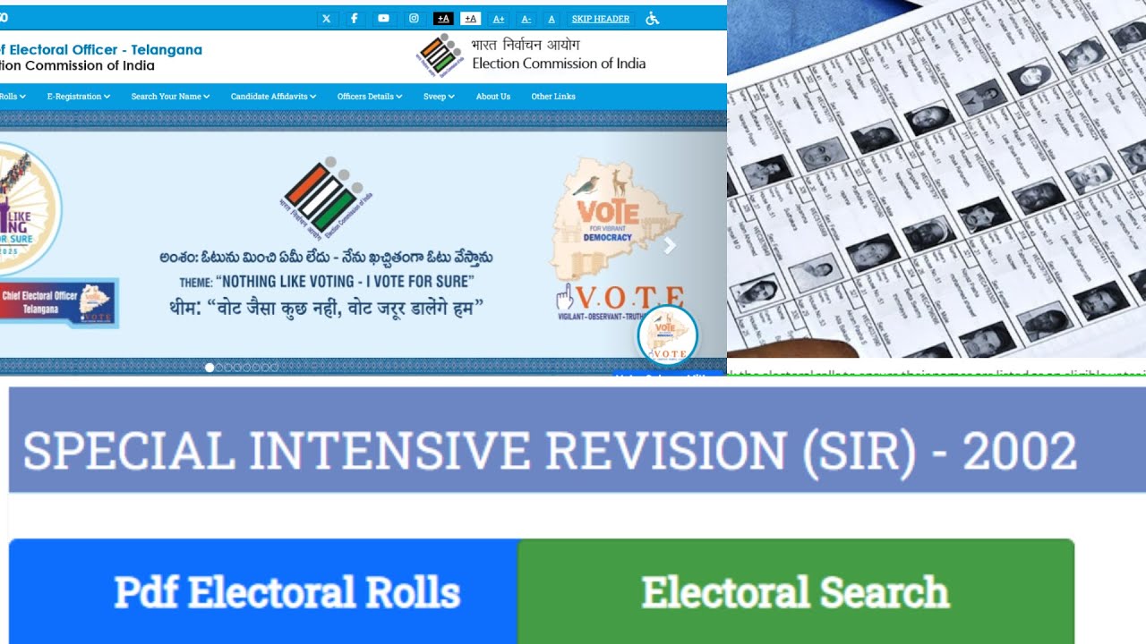 SIR in Telangana/How to search Your Name in voter list SIR2002/watch This video