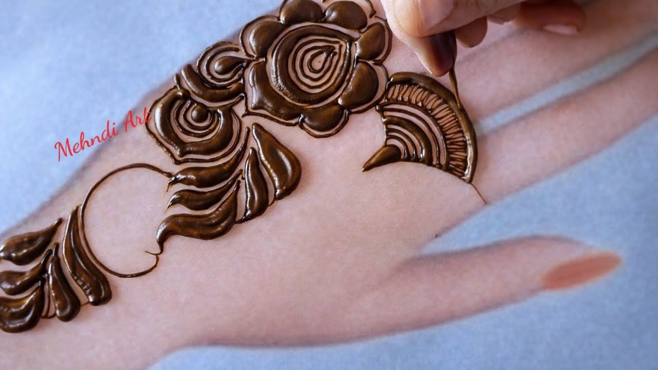 Unique flower mehndi design | Cone designs simple full hand flower arabic mehndi design