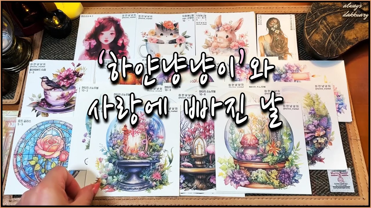 협찬 | [허니마켓]✨_ 마음까지 환해지는 [하얀냥냥이 수채화 패키지] 하울🎁 & 다꾸📑 | #제품제공 #협찬 #하울 #다꾸 #asmr #unboxing #collage