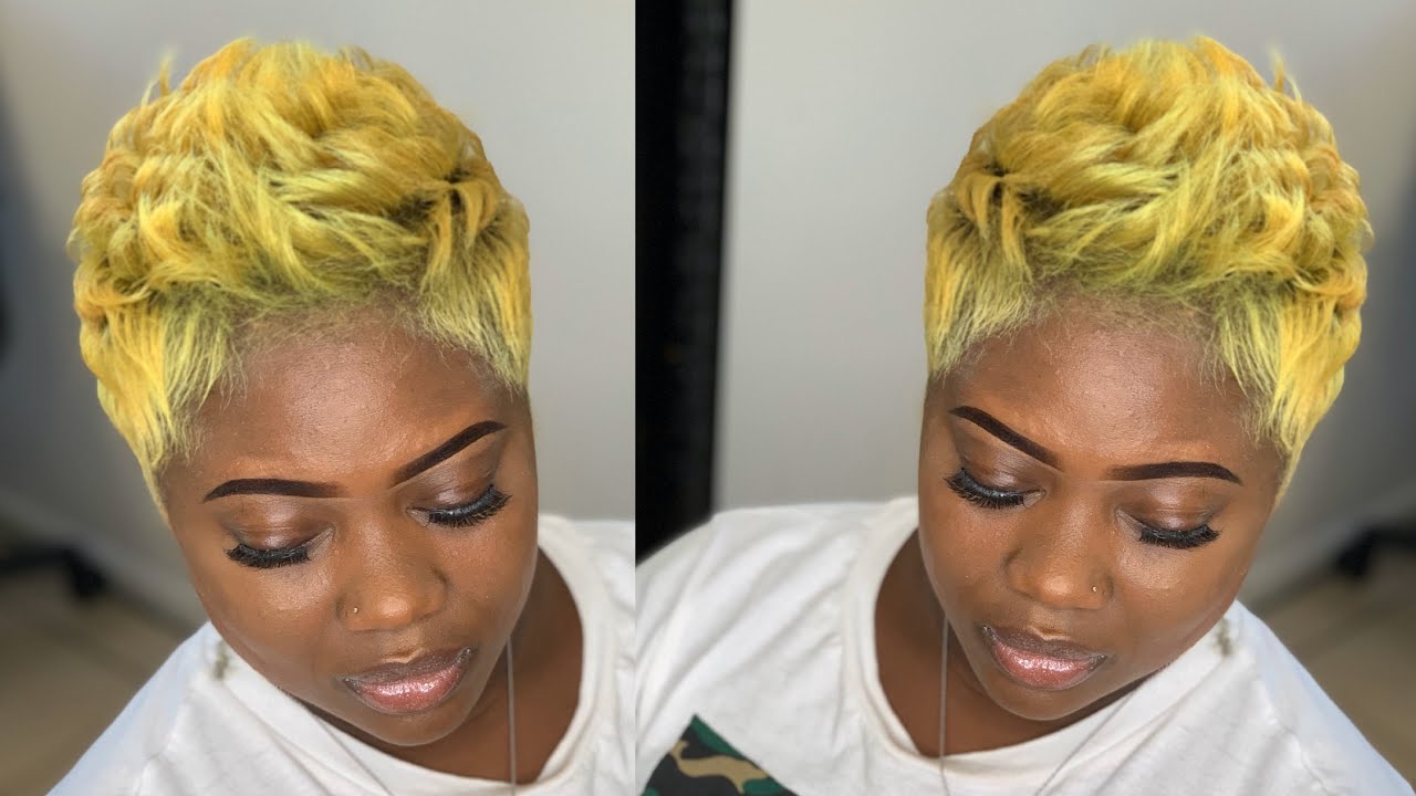 💛 Yellow soft spike pixie | How to curl short hair