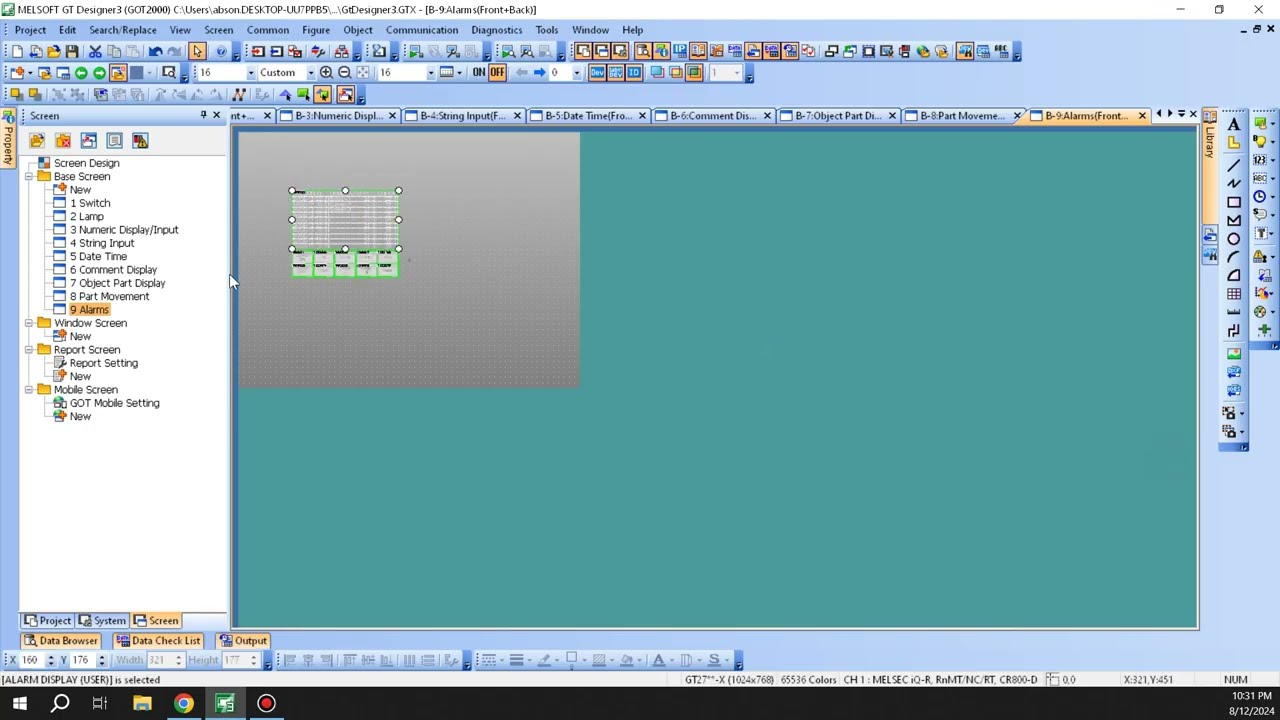 Mitsubishi GT Designer 3 - Object Alarm