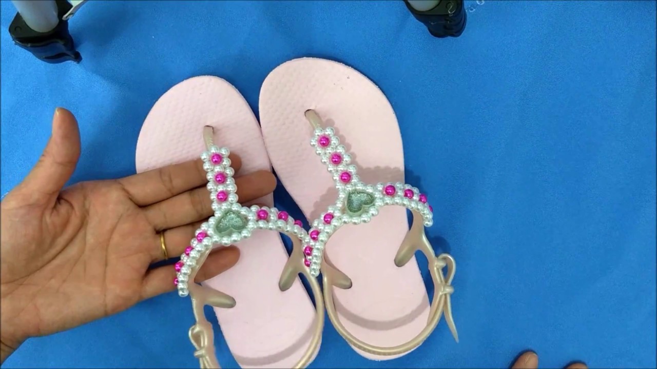 sandália infantil bordada com pérolas  simples passo a passo cida reis