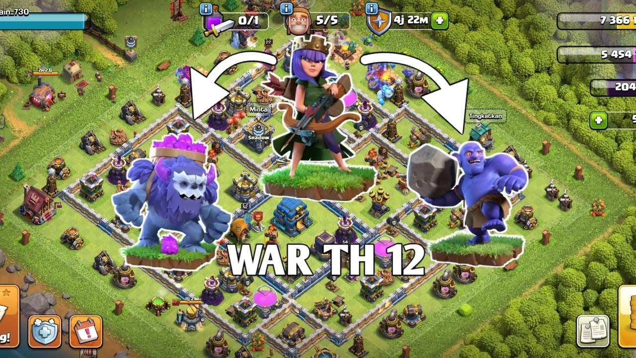 COC : QUEEN CHARGE, YETI + BOWLER | WAR TH 12