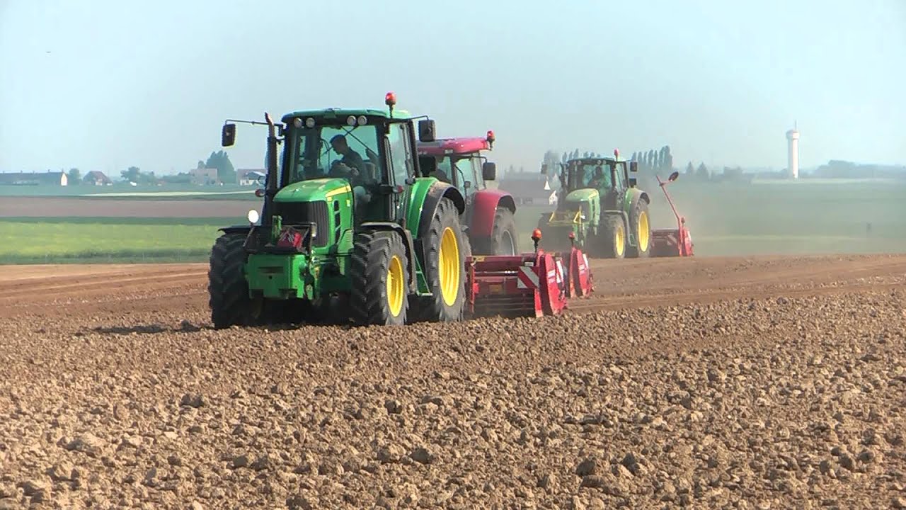 John Deere 6930, 7530, Case IH CVX 175 & 3 butteuses Grimme GF 90-4