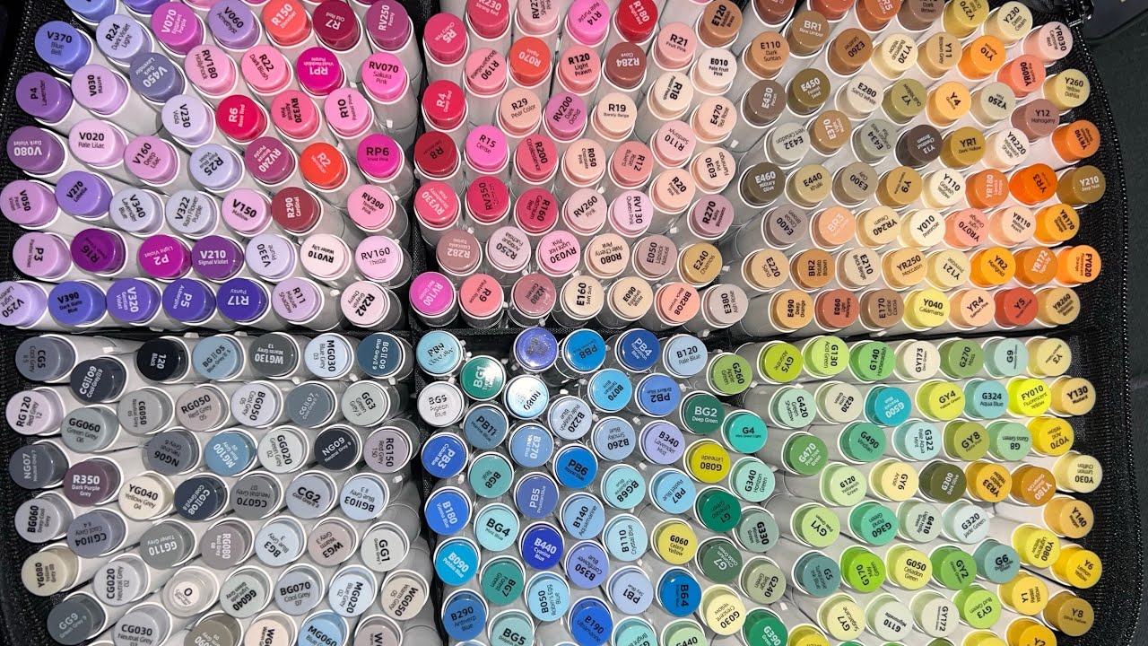 Organizing 320 Ohuhu markers by color🌈￼