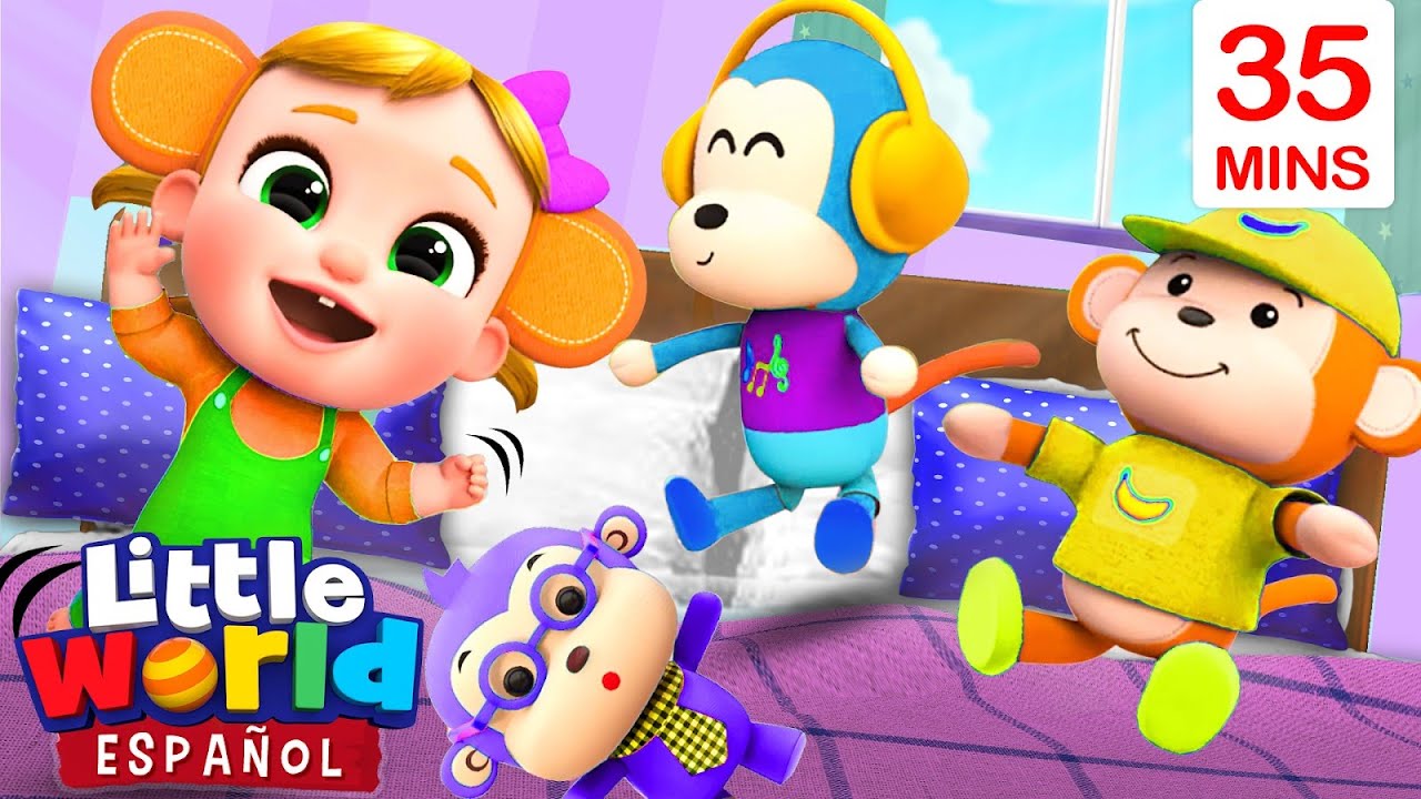 Somos 5 Monitos Saltando | Canciones Infantiles | Little World En Espa&ntilde;ol