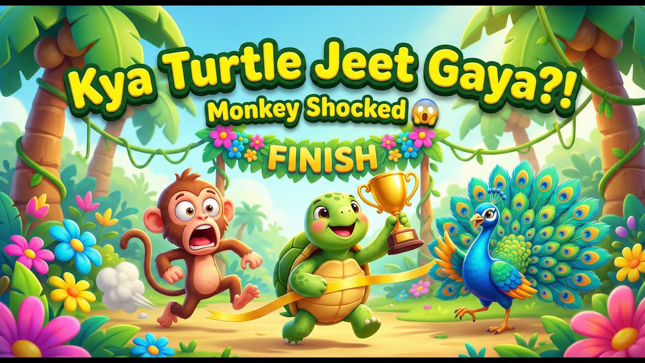 Jungle Race Aur Samajhdaar Dost🐒🐢🦚