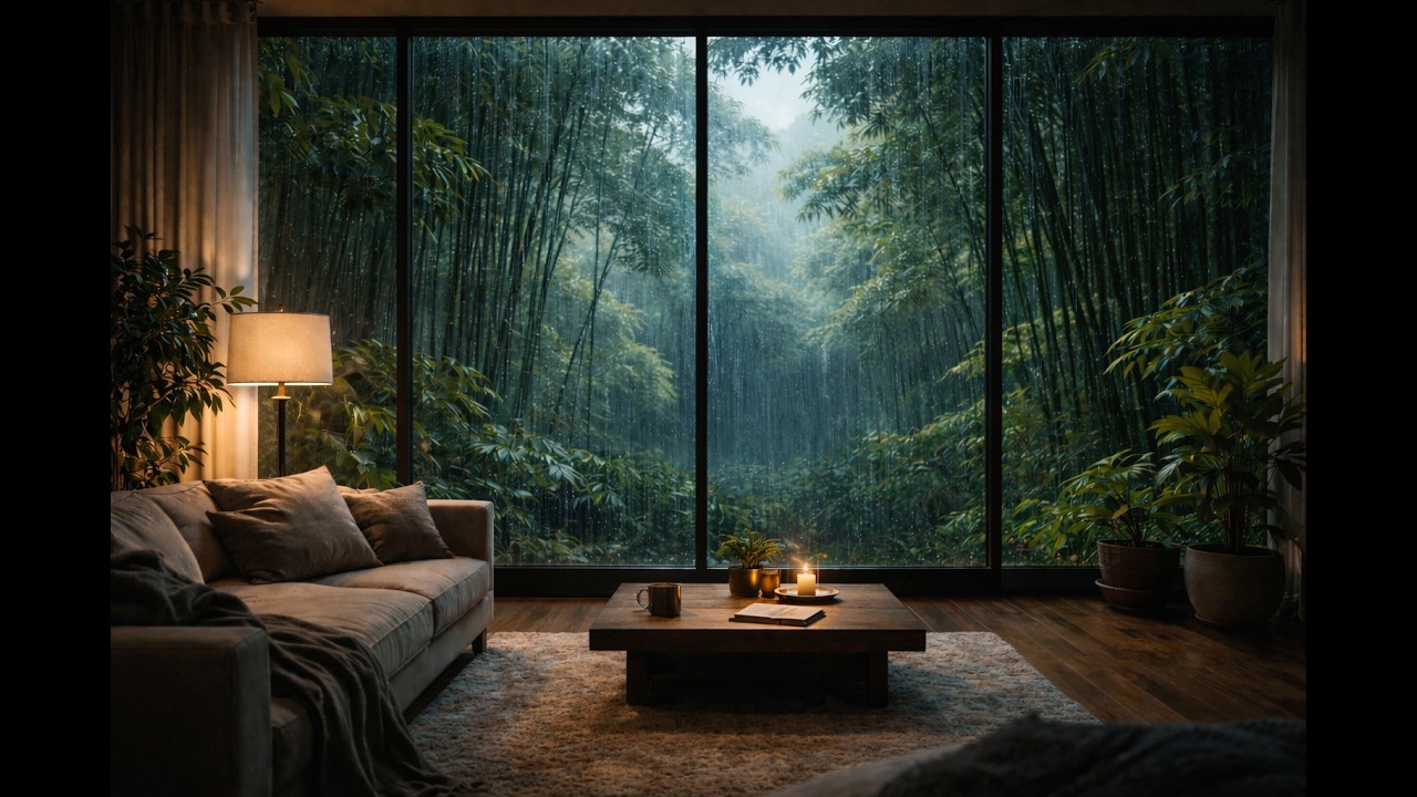 A Quiet Rainy Evening in a Bamboo Forest 🌧 Cozy Rain & Piano Ambience for Sleep (3 Hours)
