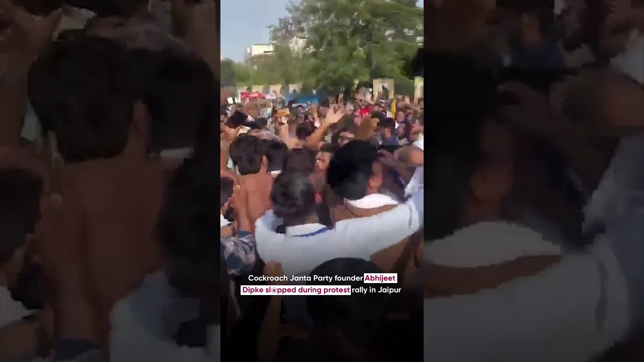 Cockroach Janta Party founder Abhijeet Dipke sl@pped during protest rally in Jaipur