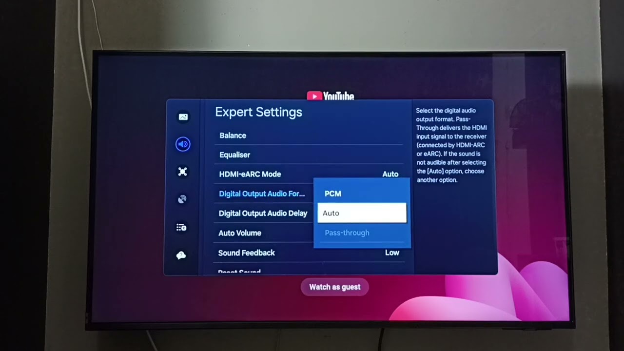 Как установить формат цифрового аудиовыхода &laquo;Pass Through&raquo; на Samsung Tizen Smart TV | ОС Tizen