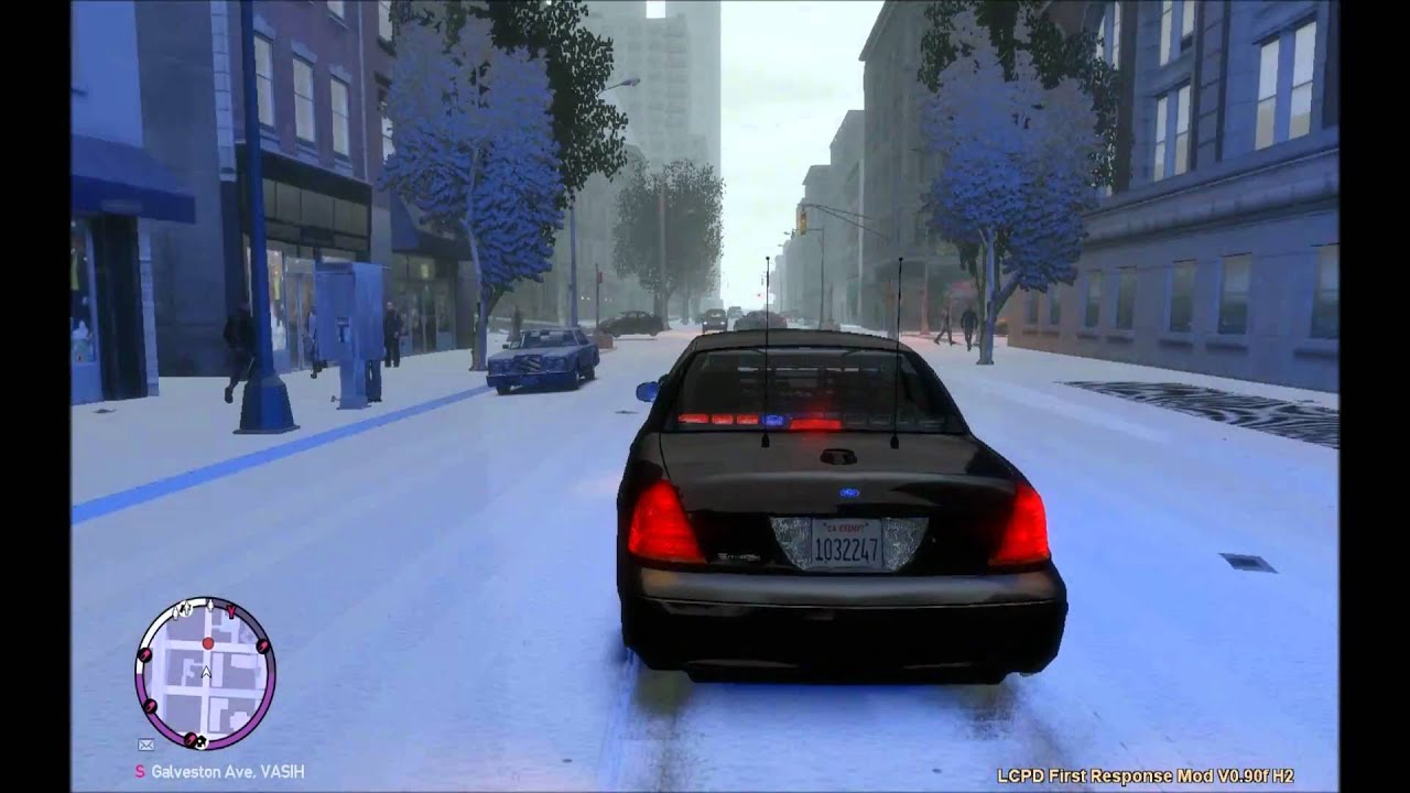 GTA 4:EFLC - NYPD unmarked chasing 2 armed fleeing suspect (in the snow)