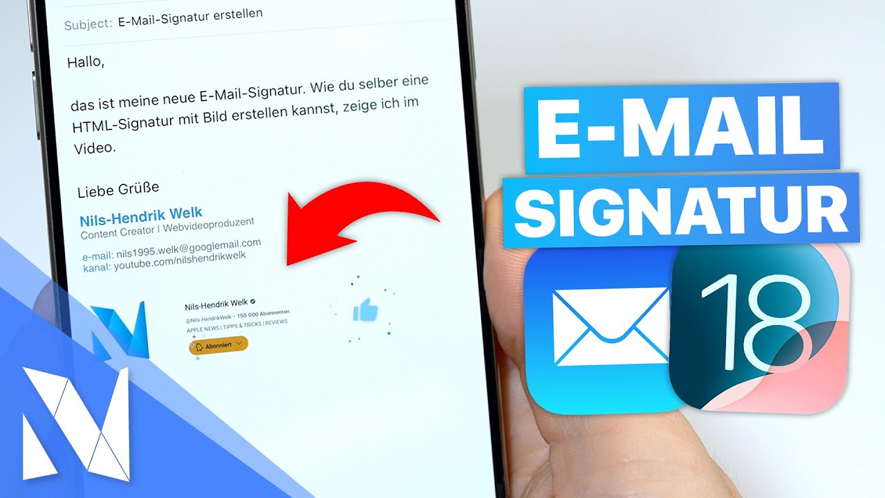 E-Mail-Signatur (HTML) mit Bild/Logo KOSTENLOS auf dem iPhone erstellen (iOS 18) | Nils-Hendrik Welk