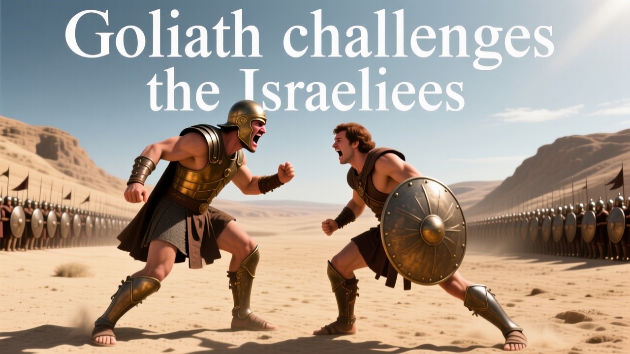 Goliath challenges the Israelites