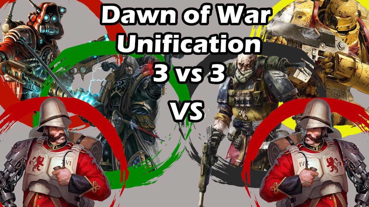 Dawn of War Unification: 3 vs 3 Fallen Angels, Praetorian Guard, Ad Mech vs Renegade Guard, PG, IF