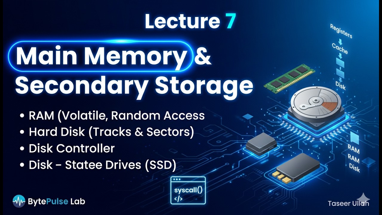Lecture 7: Main Memory & Secondary Storage | RAM, Hard Disk, SSD Explained