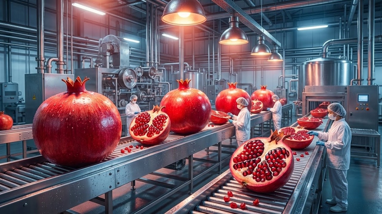 Inside a Modern Pomegranate Factory — How Premium Juice Is Bottled (Full Process)