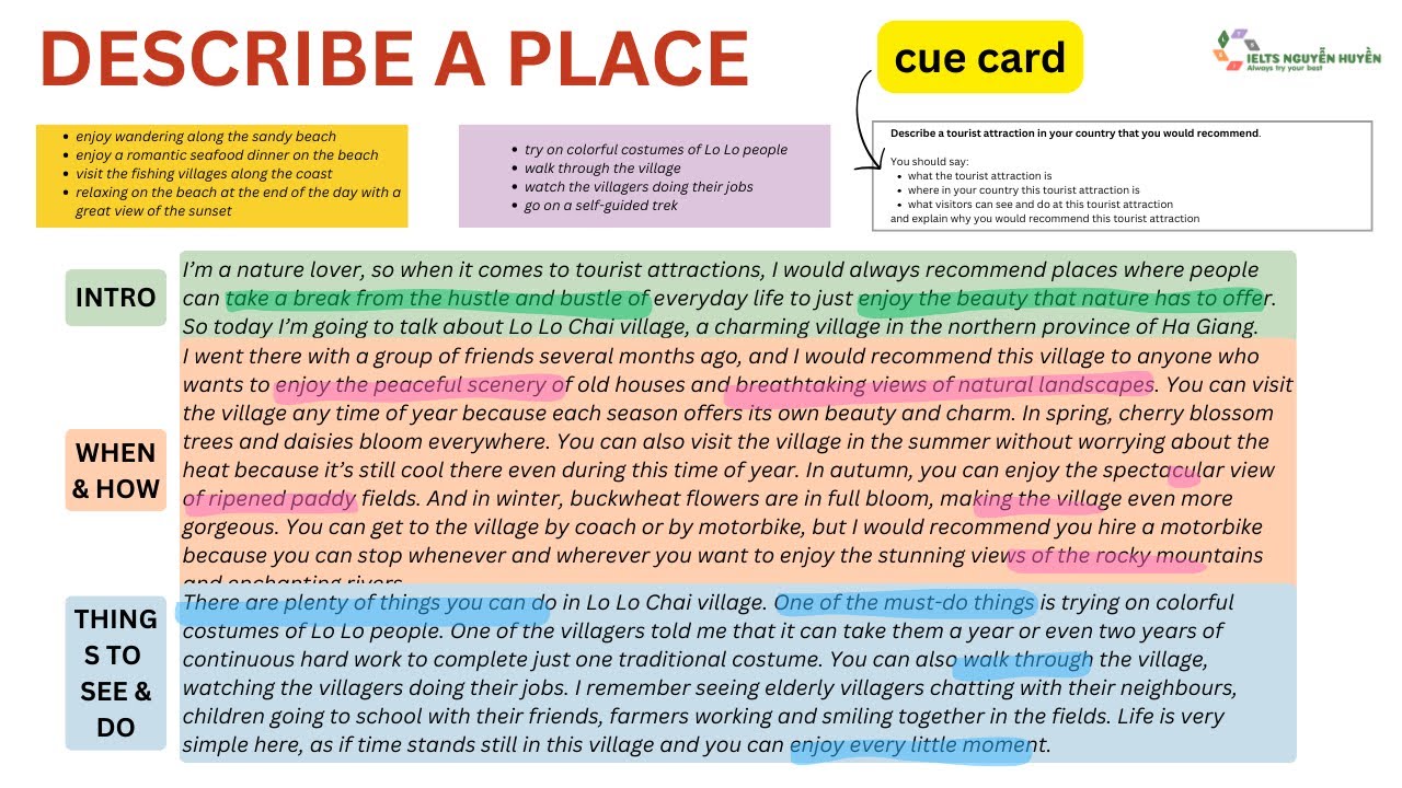 IELTS Speaking Part 2: Describe a place (FREE PDF)