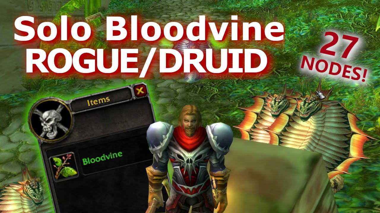 Rogue/Druid solo Bloodvine - 27 nodes! - ZG farm WoW Classic Phase 4
