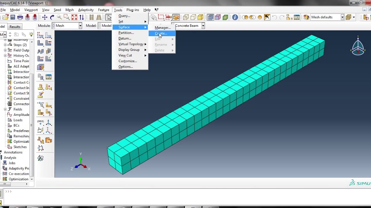 Elastic Analysis with ABAQUS (concrete beam)