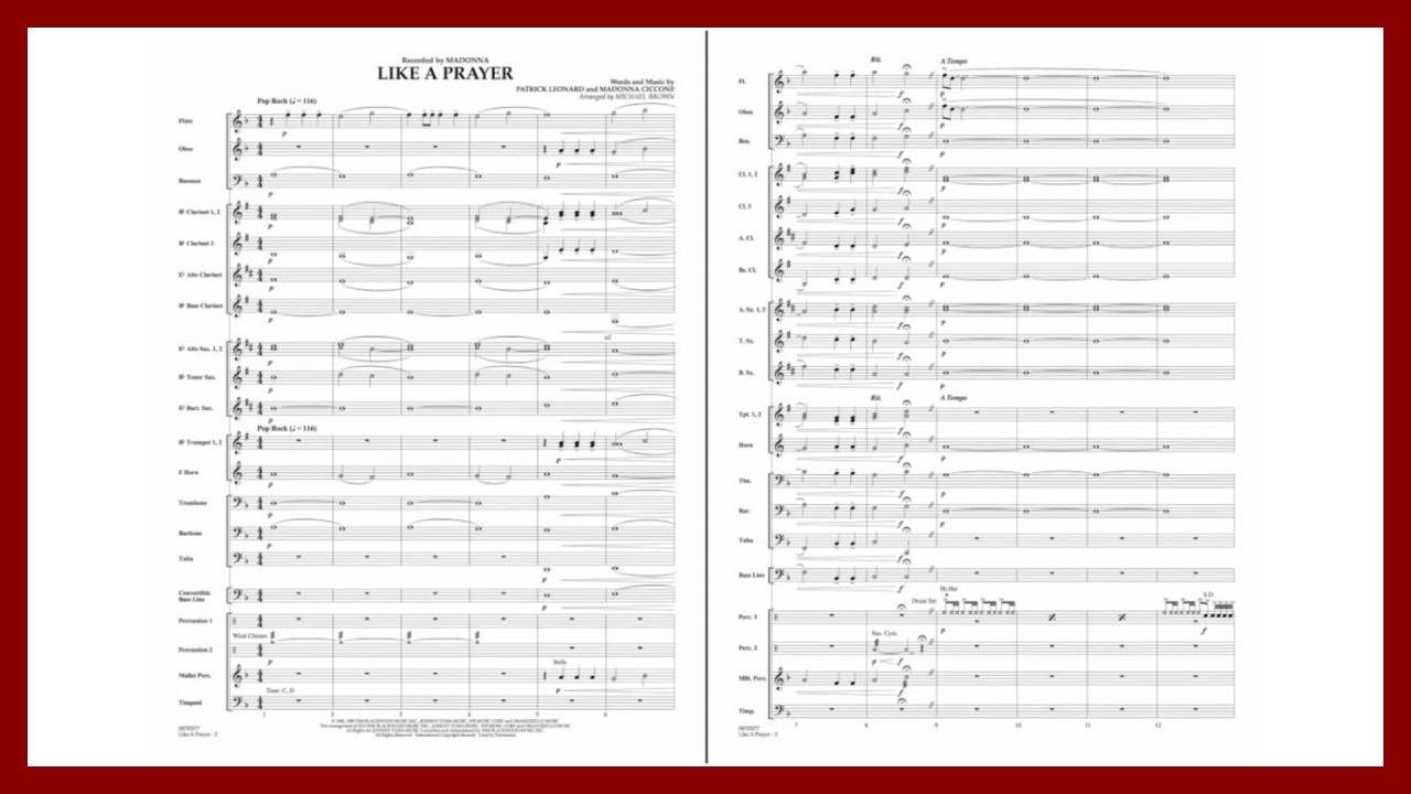 Like a Prayer arranged by Michael Brown