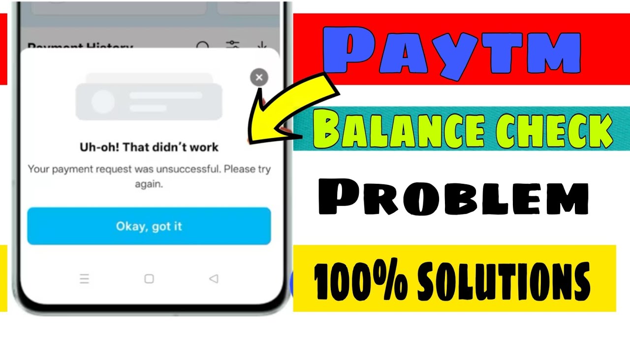 Uh - oh that don't work Paytm problem || Paytm bank balance chek nahi ho raha hai problem Solve