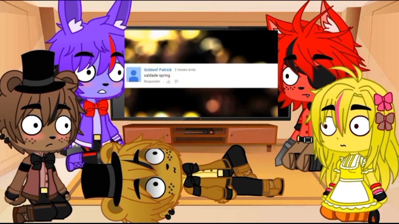 Personagens de fnaf 1 reagindo ao 
