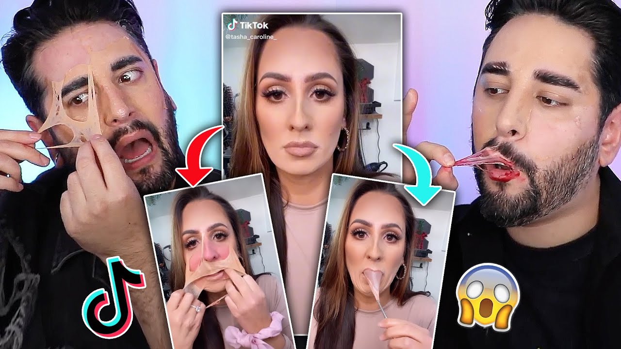 Testing THAT 'TikTok Viral', Latex Makeup Hack...FAIL 💜🖤 The Welsh Twins