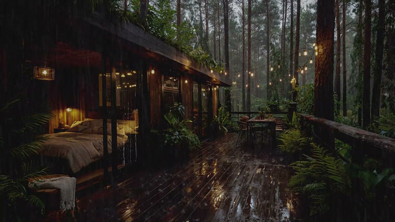 Peaceful Woodland Night Rain 🌧 | Deep Sleep, Calm Mind & Study Focus