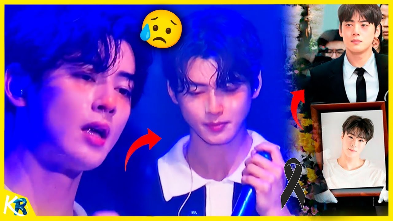 😥EunWoo derrama lágrimas al cantar en Tailandia por primera vez después de de la muerte de Moonbin!