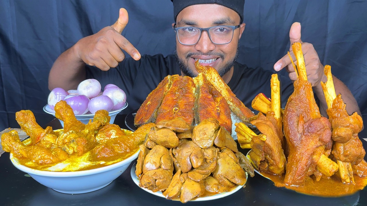 SPICY MUTTON CURRY, FISH FRY, BUTTER CHICKEN & CHICKEN LIVER CURRY, EATING SHOW, ASMR MUKBANG, FOOD