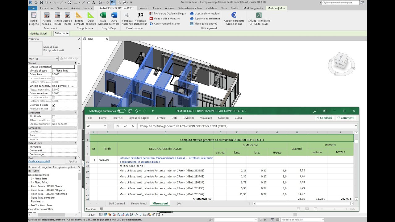 ArchVISION OFFICE for REVIT - Il computo dinamico da Revit a Office con un semplice 