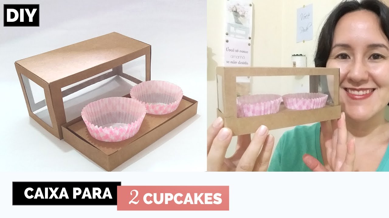 Como fazer Caixinha para 2 Cupcakes com papel Kraft - DIY