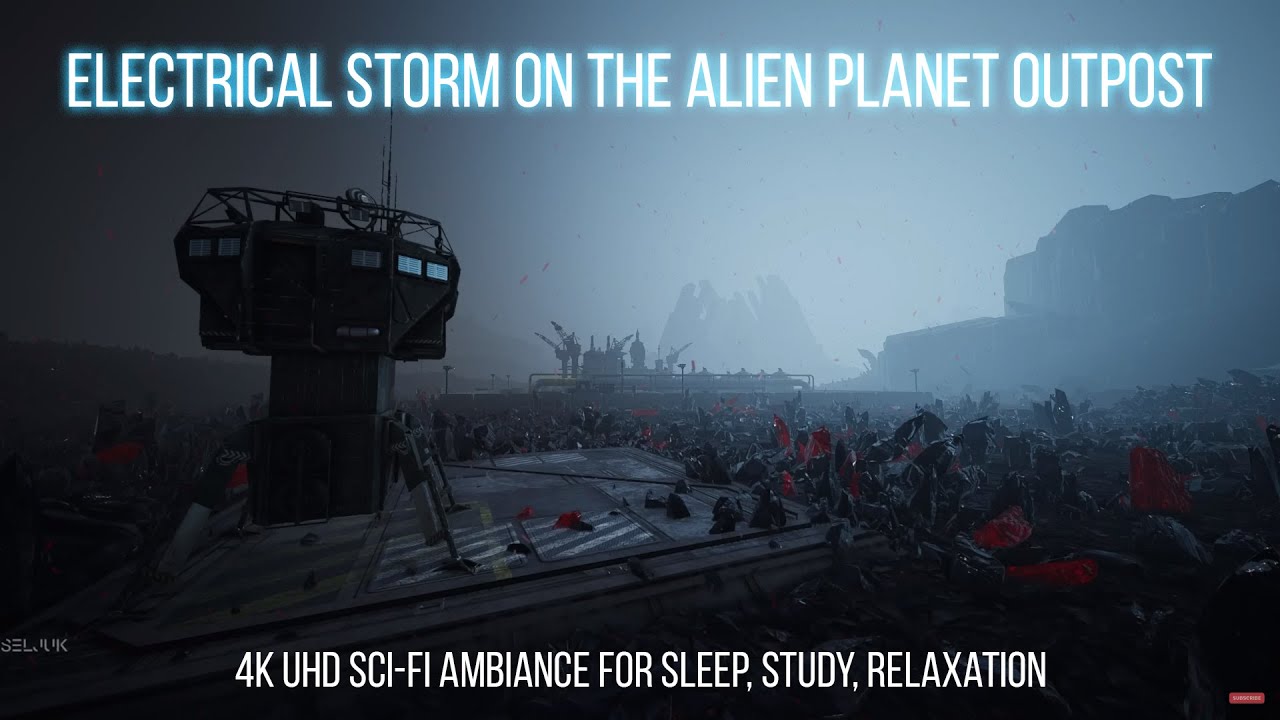 Electrical Storm on The Alien Planet Outpost Sci-Fi Ambiance for Sleep, Study, Relaxation