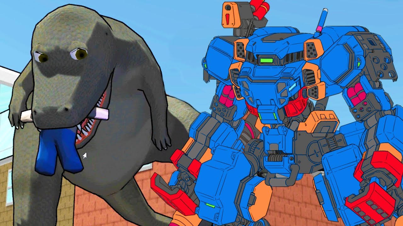 GIANT MONSTER FIGHTS A MECH - Attack of the Giant Mutant Lizard | skyzm