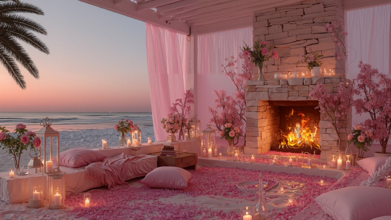 Morning Peace by the Sea with Gentle Piano & Fireplace Sounds | Calm Focus Study Meditation