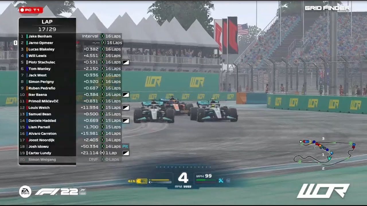 😱 Jarno Opmeer's INSANE battle in the WET with Jake Benham and Lucas Blakeley at Miami I WOR I F1 22