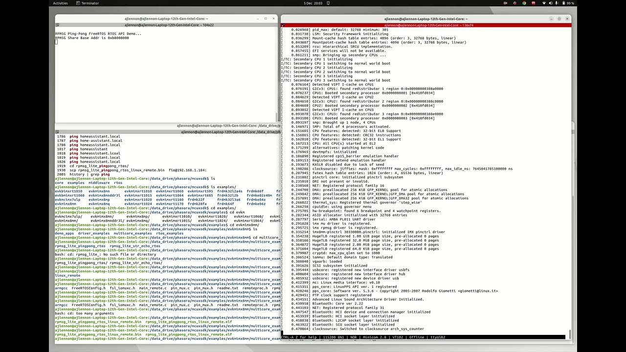 Multicore rpmsg ping-pong running on Yocto NXP i.MX8M Mini