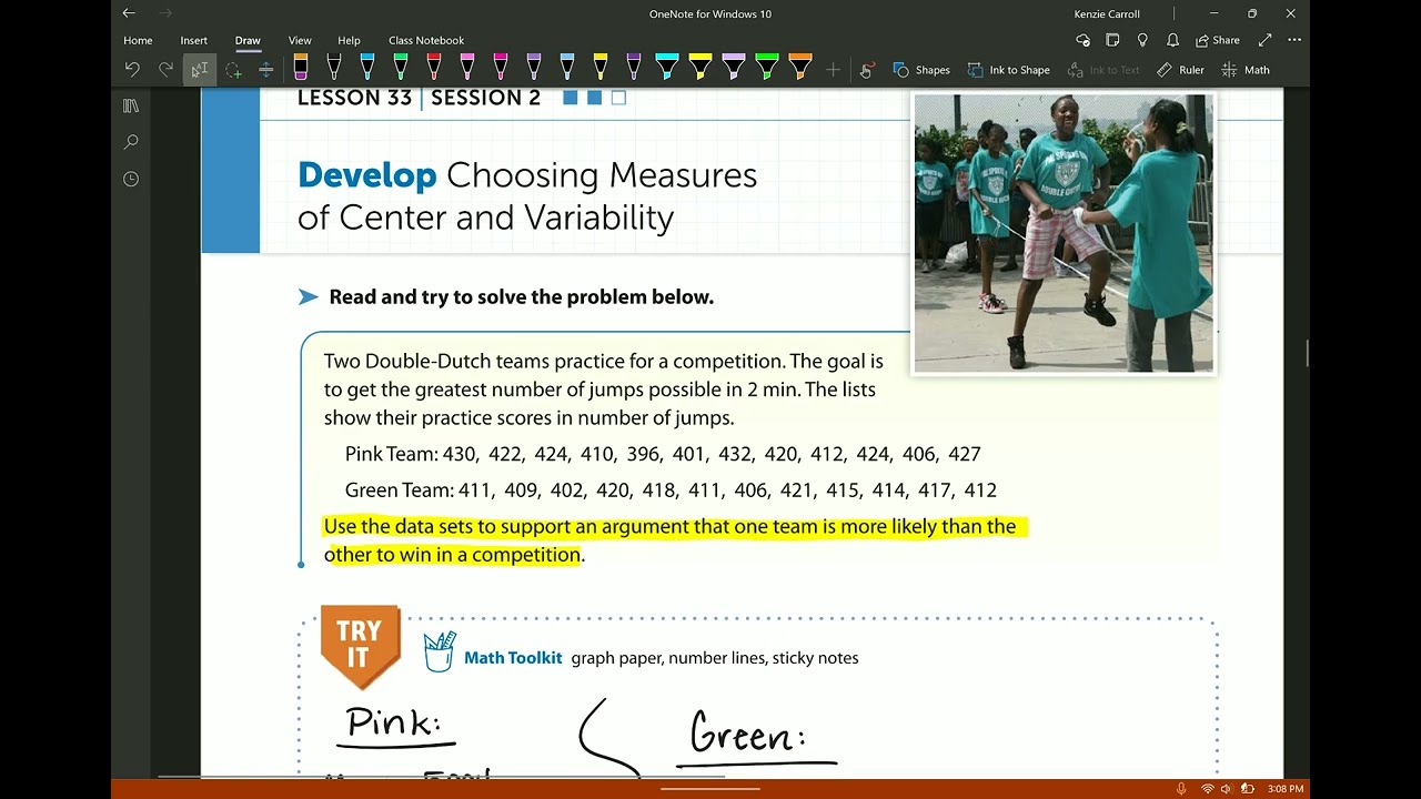 Lesson 33: Session 2 - Develop Choosing Measures of Center and Variability