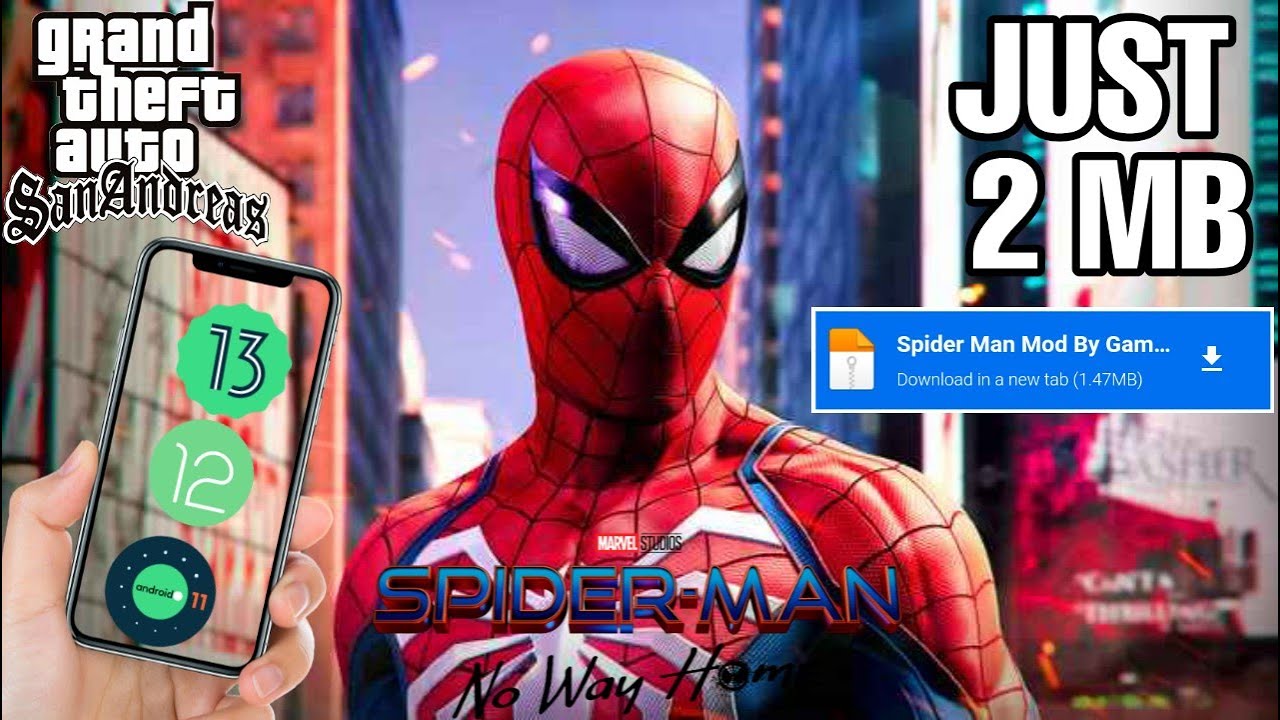 How To Add Spiderman Mod In Gta Sa Android | SPIDERMAN With Powers Just 2 MB || Gamerz Luck || 2024