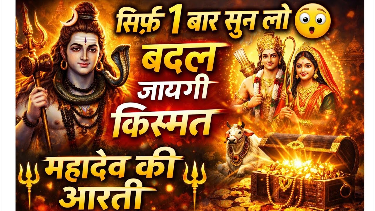 🔱 सिर्फ 1 बार सुन लो 😳 बदल जाएगी किस्मत | महादेव की आरती | 100% Guranted 