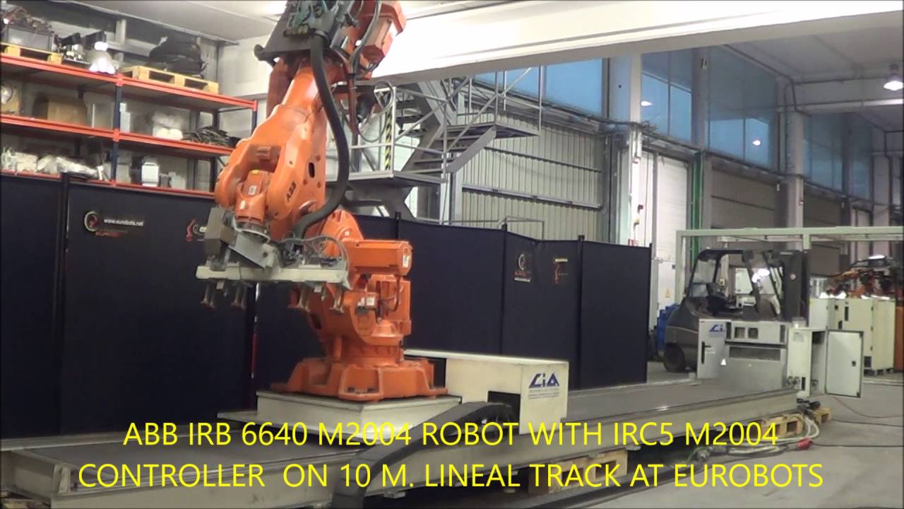 ABB IRB 6640 M2004 ROBOT WITH IRC5 M2004 CONTROLLER ON 10M  LINEAL TRACK AT EUROBOTS
