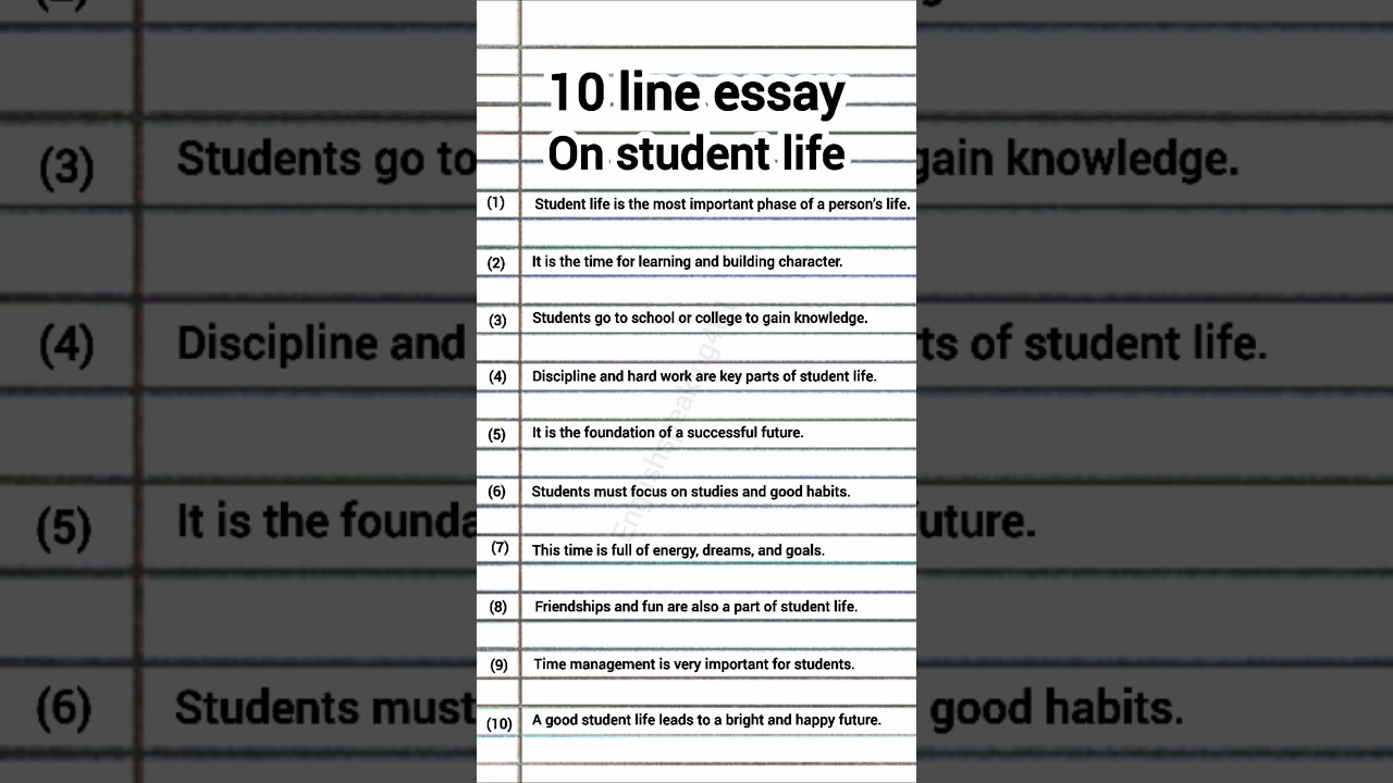 10 line essay on student life #10lineessayonstudentlife @englishspeaking401 #essay #studentlife