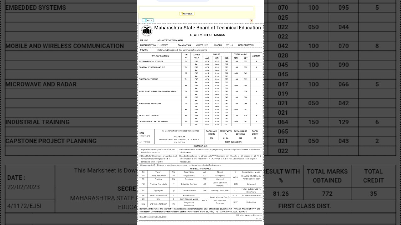 MSBTE Result Summer 2023 #shorts