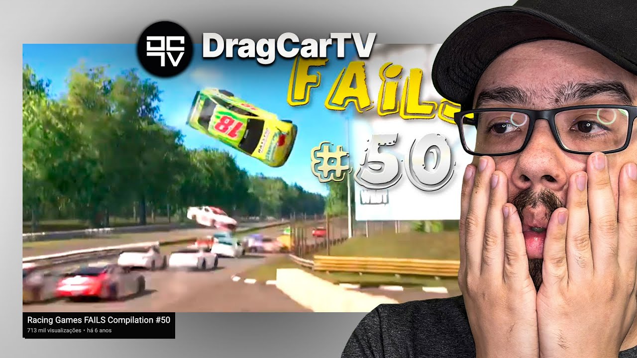OS MAIORES FAILS EM JOGOS DE CORRIDA! - REACT DRAGCARTV