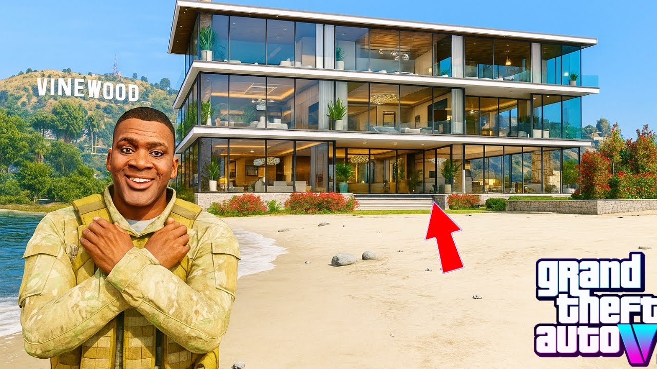 😱🏡Franklin's New Luxury Glass Beach Mansion- GTA 5 Real Life Mod Remastered Season 3 Episode 44