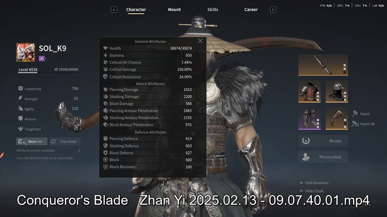 Conqueror's Blade Highlight Nodachi K9 Montage Combat