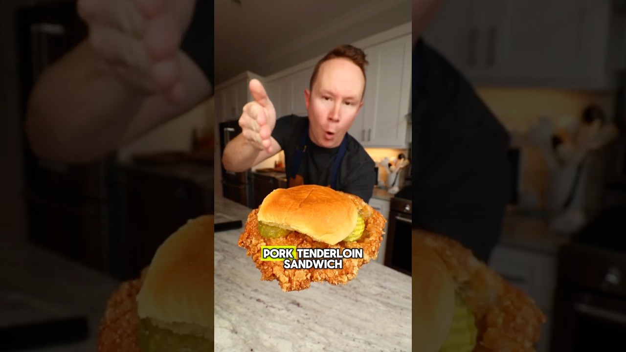I Made A Breaded Pork Tenderloin Sandwich with Pork Rinds In The Coating 😱🔥 #cookingvideo