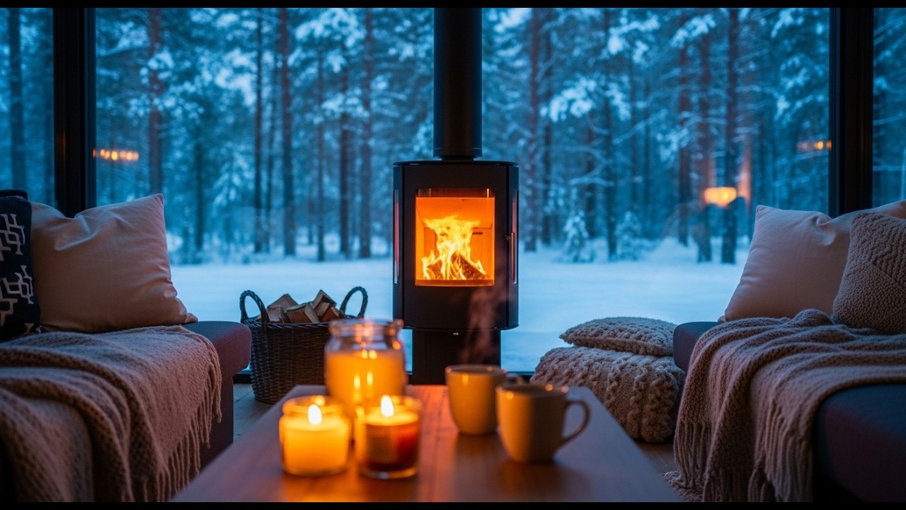 4K Cozy Winter Fireplace 🔥 Crackling Fire Sounds for Sleep (No Music, 1 Hour)