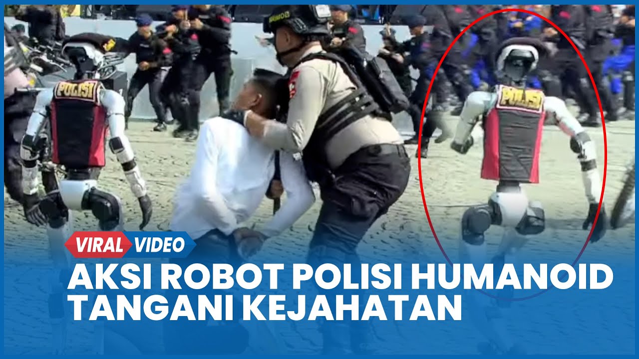 SAT SET, Aksi Robot Polisi Humanoid Pamer Kemampuan Tangani Kejahatan di HUT Bhayangkara