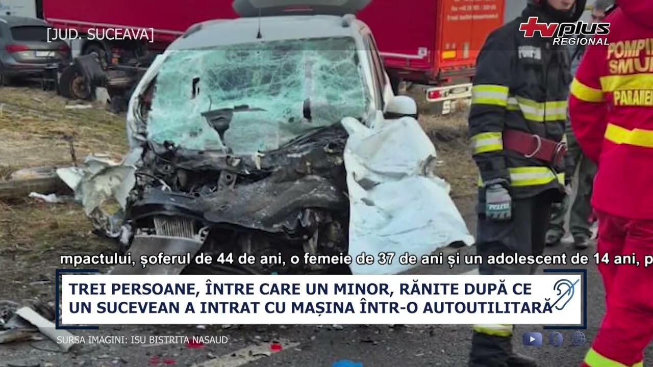 TREI PERSOANE, INTRE CARE UN MINOR, RANITE DUPA CE UN SUCEVEAN A INTRAT CU MASINA INTR O AUTOUTILITA